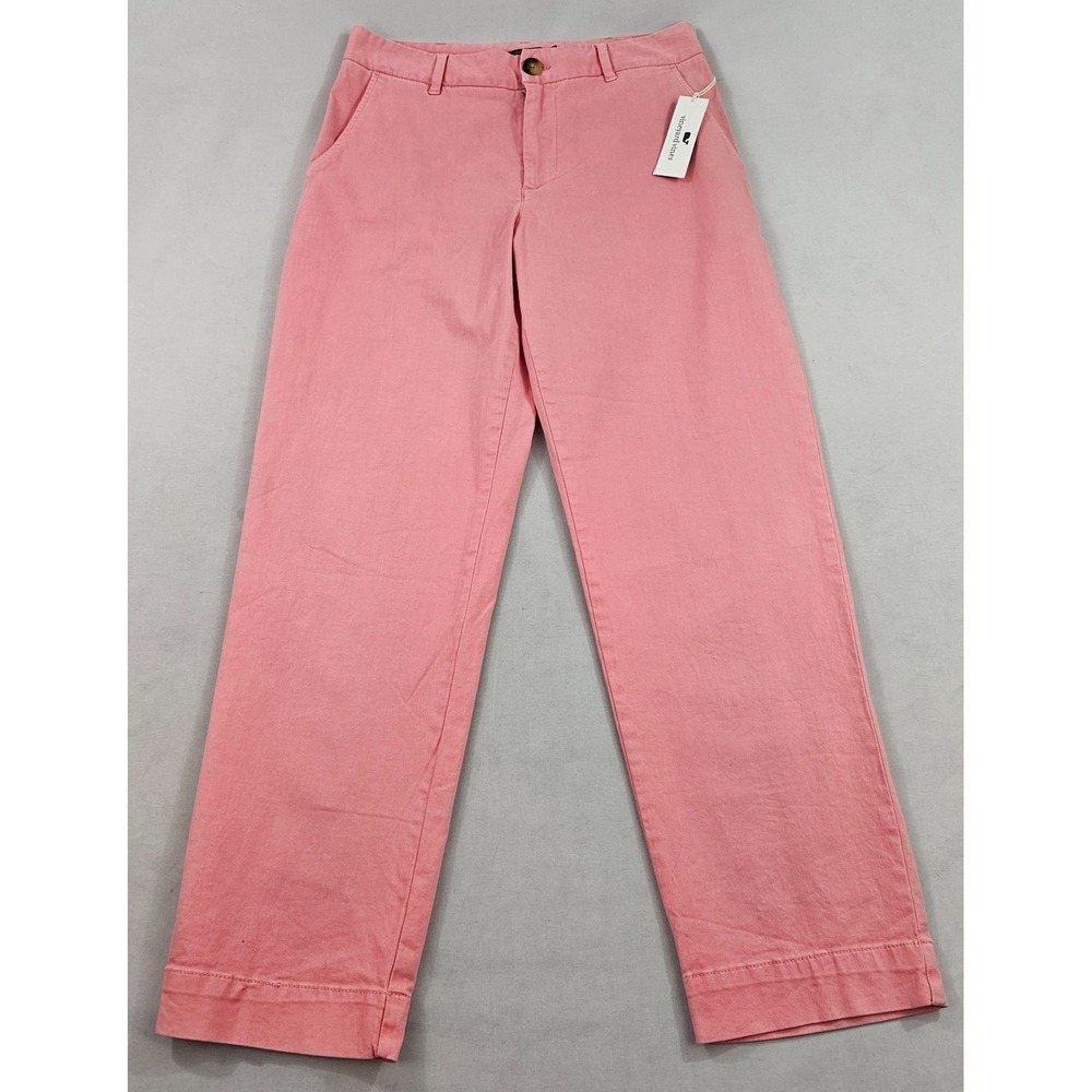 Vineyard Vines pants womens sz 8 W 28 L 28 pink slash pocket zip stretch